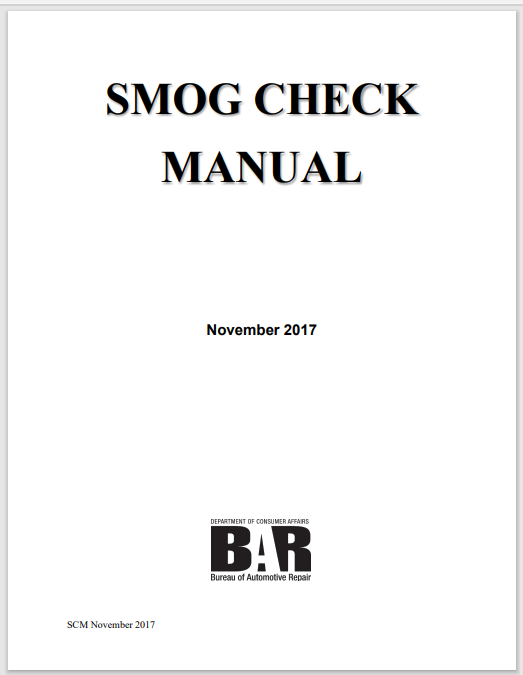 A manual for the smog check of vehicles.