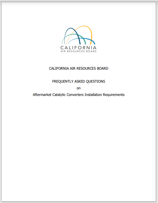 A cover page of the california air resources board