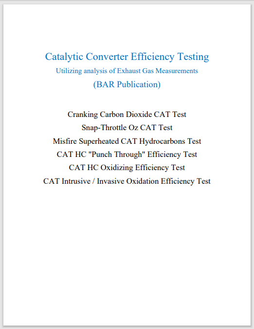 A page from the book catalytic converter efficiency testing.